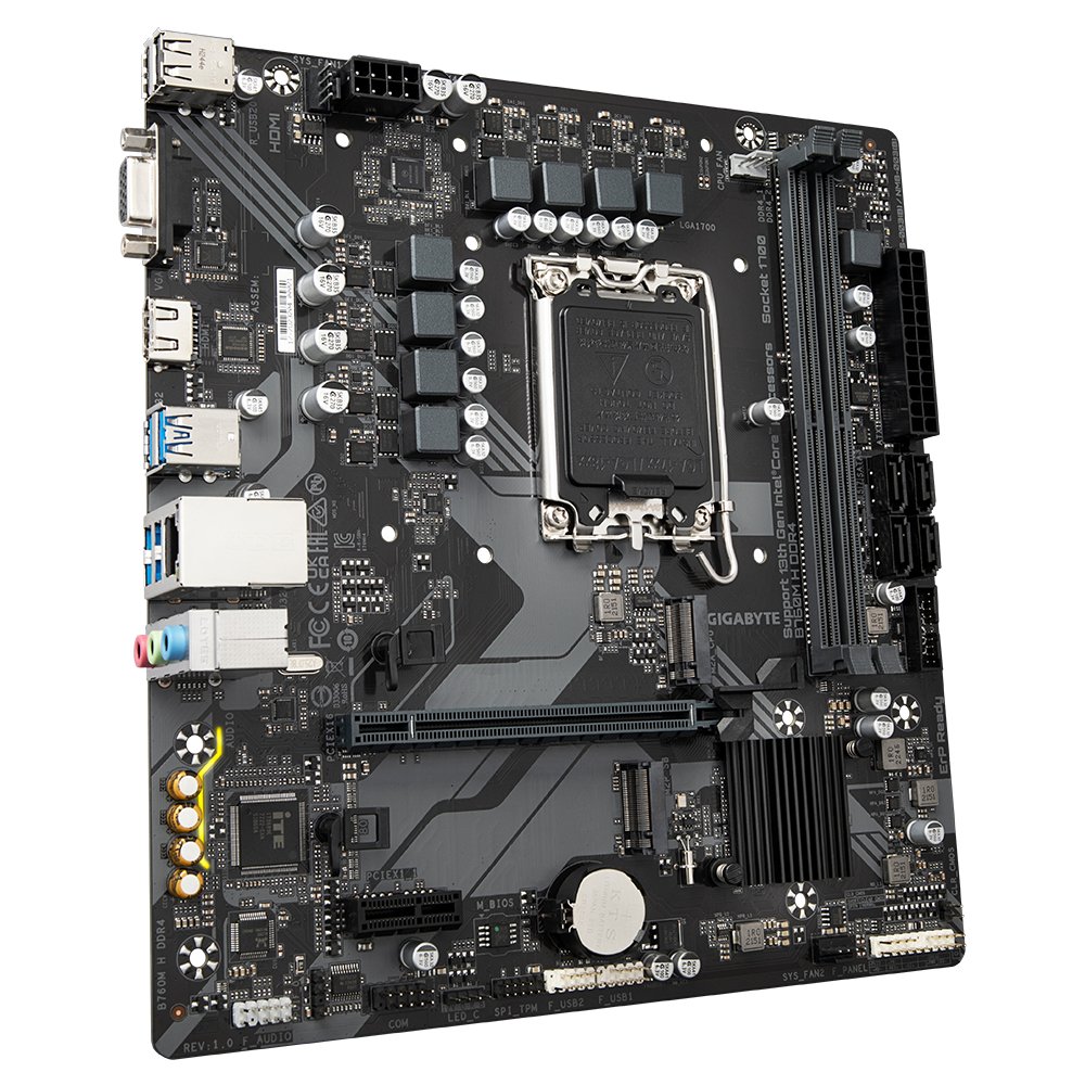Gigabyte B760M H DDR4 | Socket LGA 1700 | Intel B760 | 4xDDR4 | Micro ATX | Moederbord 3 Gigabyte B760M H DDR4 | Socket LGA 1700 | Intel B760 | 4xDDR4 | Micro ATX | Moederbord - Afbeelding 3