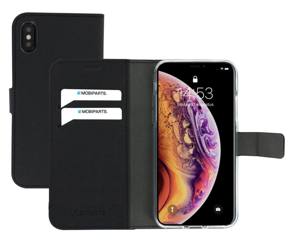 Mobiparts Saffiano Wallet Case | Apple iPhone X, iPhone XS | Black 1 Mobiparts Saffiano Wallet Case | Apple iPhone X