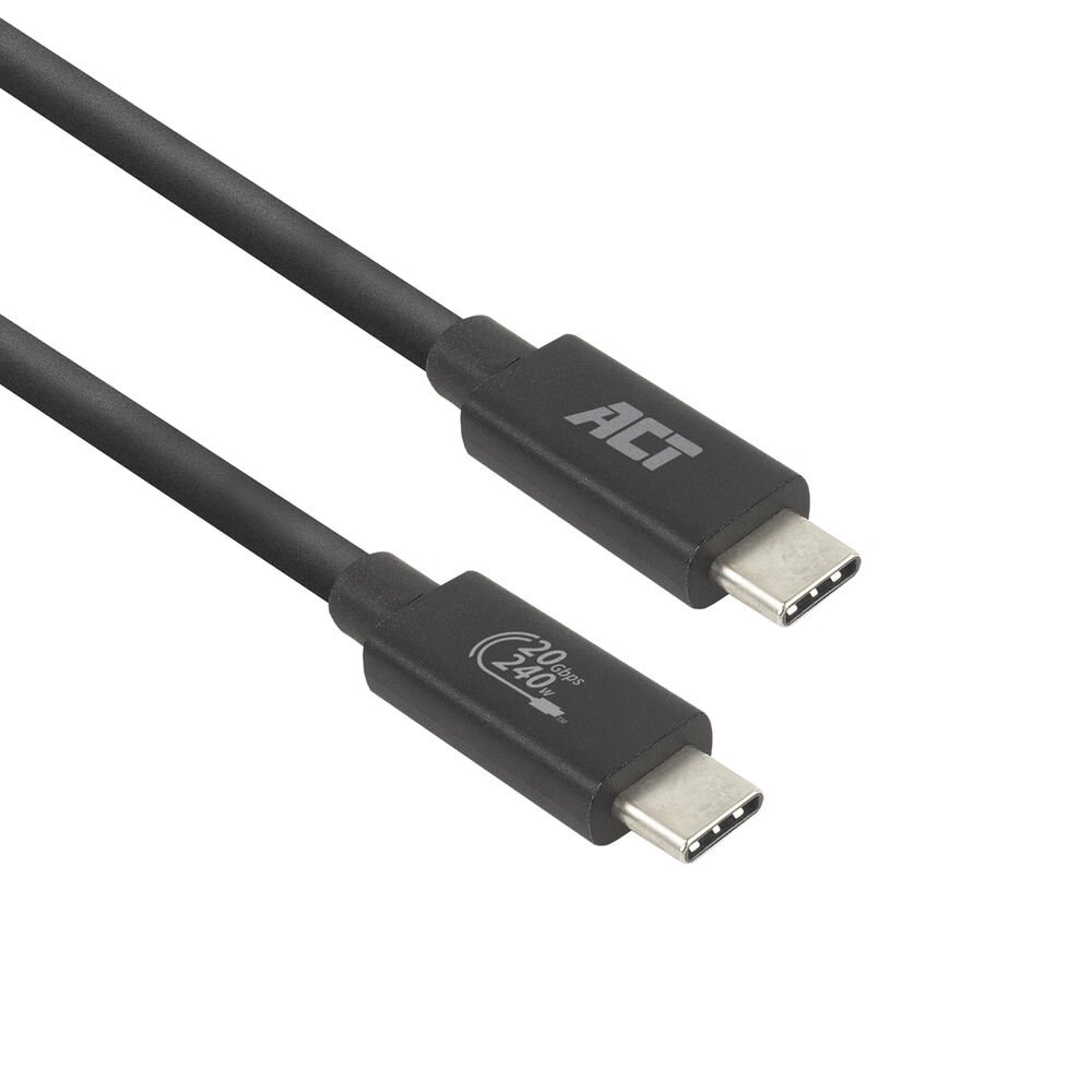 ACT AC7430 | USB4 | 20Gbps | 240W | USB-C naar USB-C | 1m | Zwart 1 ACT AC7430 | USB4 | 20Gbps | 240W | USB-C naar USB-C | 1m | Zwart