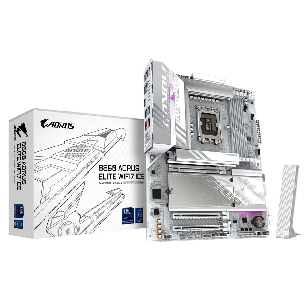 Gigabyte B860 AORUS ELITE WIFI7 ICE | Socket LGA 1851 (V1) | Intel B860 | 4xDDR5 | ATX | Moederbord 1 Gigabyte B860 AORUS ELITE WIFI7 ICE | Socket LGA 1851 (V1) | Intel B860 | 4xDDR5 | ATX | Moederbord