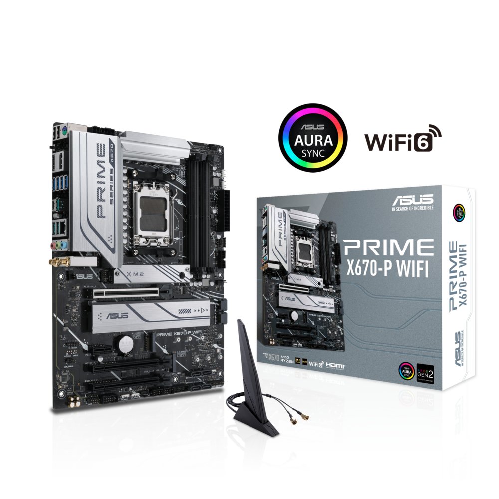 ASUS PRIME X670-P WIFI | Socket AM5 | AMD X670 | 4xDDR5 | ATX | Moederbord 3 ASUS PRIME X670-P WIFI | Socket AM5 | AMD X670 | 4xDDR5 | ATX | Moederbord - Afbeelding 3