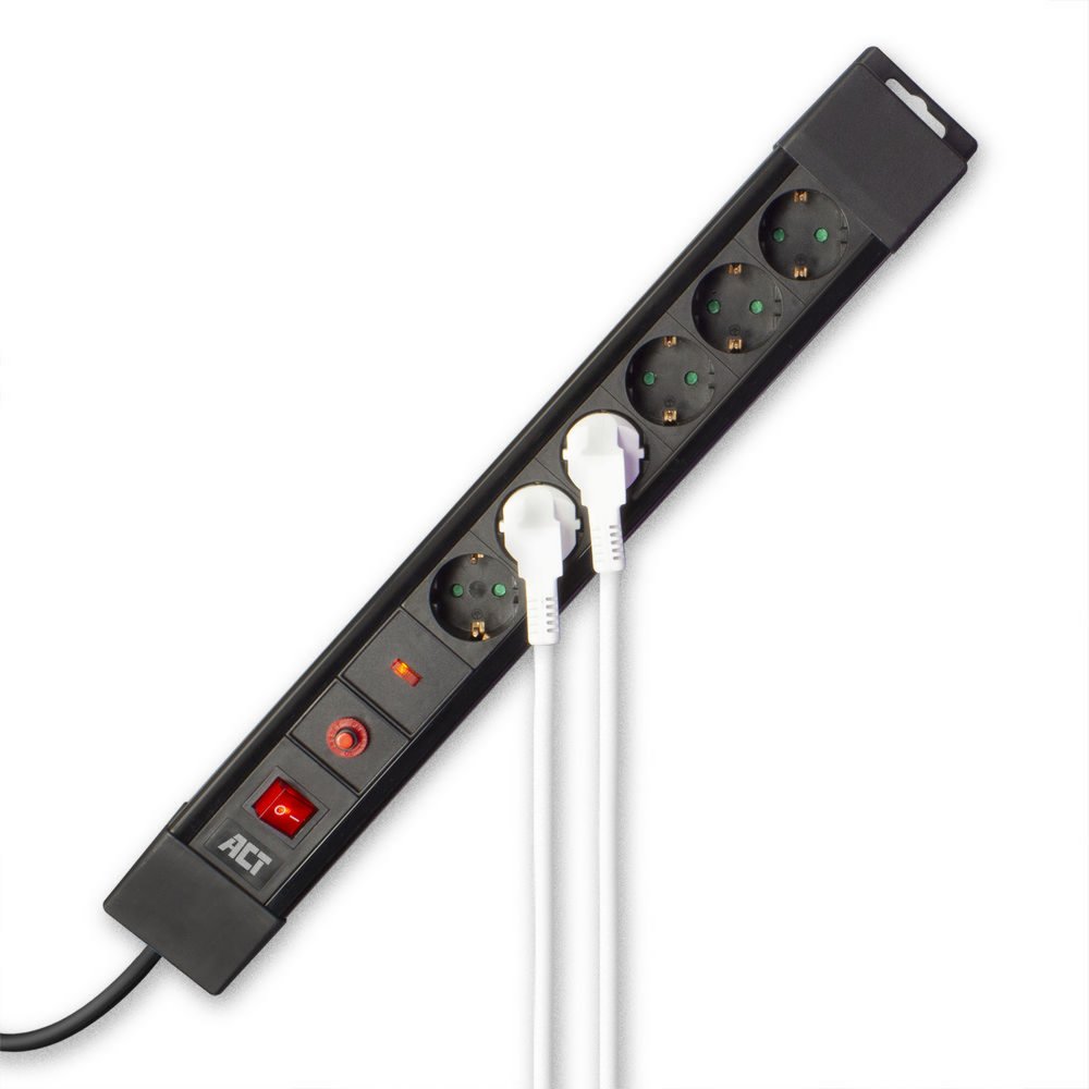 ACT AC2450 | Stekkerdoos met Overspanningsbeveiliging | 6 Stopcontacten | 1,5 m | Zwart 3 ACT AC2450 | Stekkerdoos met Overspanningsbeveiliging | 6 Stopcontacten | 1,5 m | Zwart - Afbeelding 3