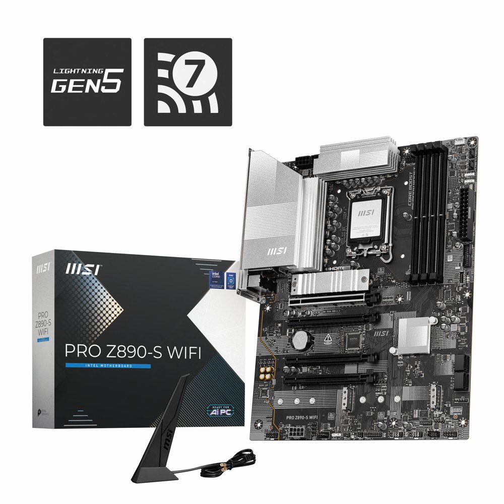 MSI PRO Z890-S WIFI | Socket LGA 1851 | Intel Z890 | 4xDDR5 | ATX | Moederbord 1 MSI PRO Z890-S WIFI | Socket LGA 1851 | Intel Z890 | 4xDDR5 | ATX | Moederbord