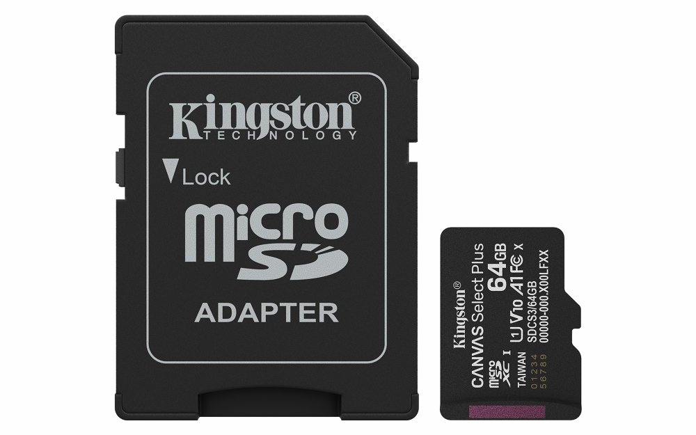 Kingston Technology microSDXC 64GB | Canvas Select Plus Gen3 | 100MB/s | A1 | + Adapter 1 Kingston Technology microSDXC 64GB | Canvas Select Plus Gen3 | 100MB/s | A1 | + Adapter