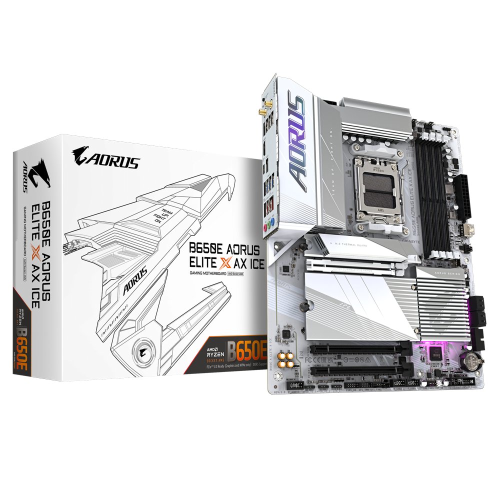 Gigabyte B650E AORUS ELITE X AX ICE | Socket AM5 | AMD B650E | 4xDDR5 | ATX | Moederbord 1 Gigabyte B650E AORUS ELITE X AX ICE | Socket AM5 | AMD B650E | 4xDDR5 | ATX | Moederbord
