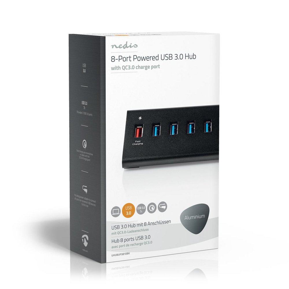 Nedis UHUBUP3810BK interface hub USB 3.2 Gen 1 (3.1 Gen 1) | 8 poorten | Zwart 13 Nedis UHUBUP3810BK interface hub USB 3.2 Gen 1 (3.1 Gen 1) | 8 poorten | Zwart - Afbeelding 13
