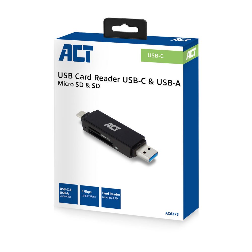 ACT AC6375 | Geheugenkaartlezer | USB 3.2 Gen 1 | Zwart 3 ACT AC6375 | Geheugenkaartlezer | USB 3.2 Gen 1 | Zwart - Afbeelding 3