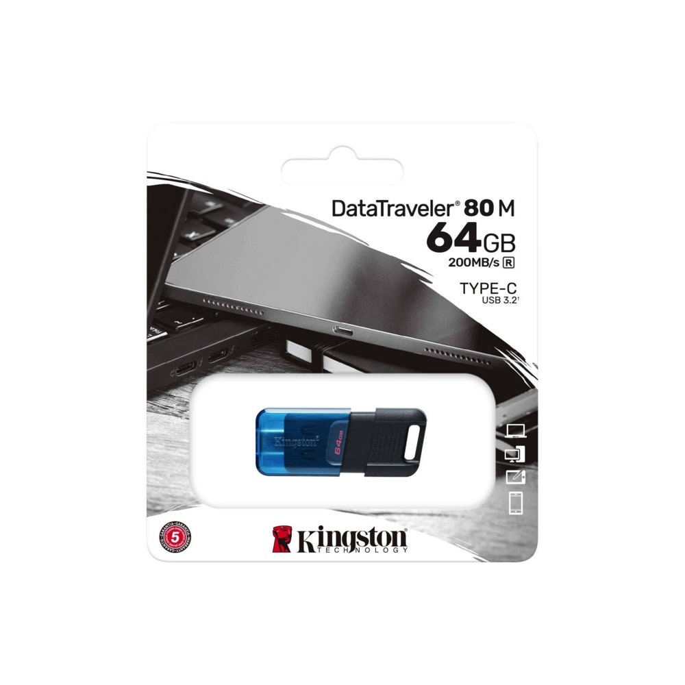 Kingston DataTraveler 80 | 64GB USB-C 3.2 Flash Drive | Zwart 3 Kingston DataTraveler 80 | 64GB USB-C 3.2 Flash Drive | Zwart - Afbeelding 3