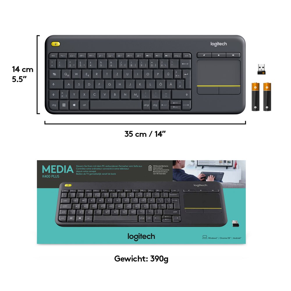Logitech K400 | Draadloos Toetsenbord met Touchpad | QWERTY 9 Logitech K400 | Draadloos Toetsenbord met Touchpad | QWERTY - Afbeelding 9
