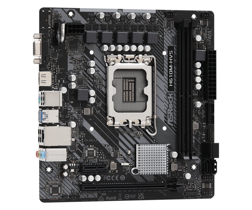 Asrock H610M-HVS Intel H610 | Socket LGA 1700 | Intel H610 | 2xDDR4 | Micro-ATX | Moederbord 4 Asrock H610M-HVS Intel H610 | Socket LGA 1700 | Intel H610 | 2xDDR4 | Micro-ATX | Moederbord - Afbeelding 4