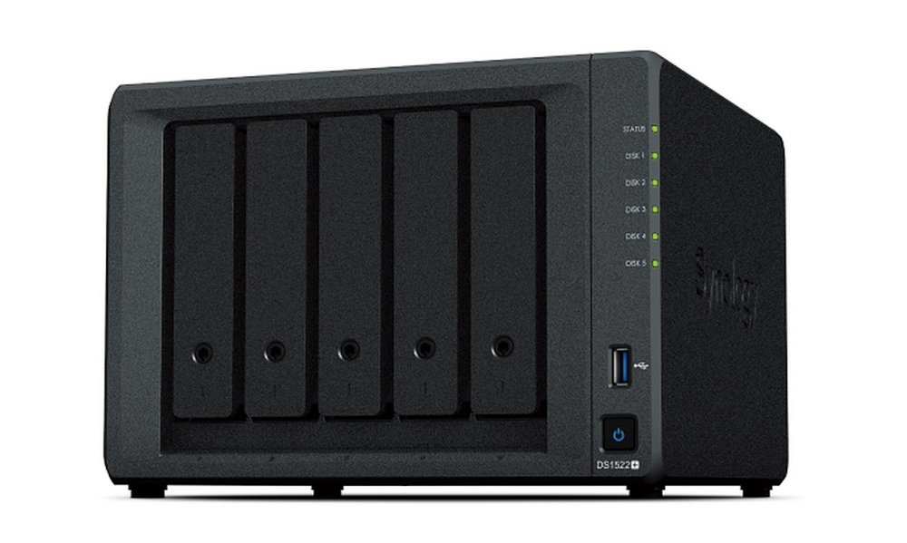 Synology DiskStation DS1522+ NAS | 5 Drive Bays | AMD Ryzen R1600 | 4x Gigabit Ethernet | Desktop | Zwart 1 Synology DiskStation DS1522+ NAS | 5 Drive Bays | AMD Ryzen R1600 | 4x Gigabit Ethernet | Desktop | Zwart