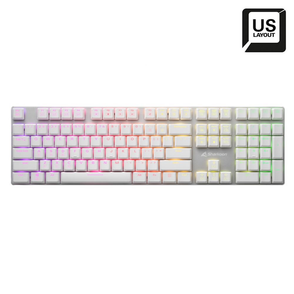 Sharkoon PureWriter RGB Wit | Bedraad Toetsenbord | QWERTY US 2 Sharkoon PureWriter RGB Wit | Bedraad Toetsenbord | QWERTY US - Afbeelding 2