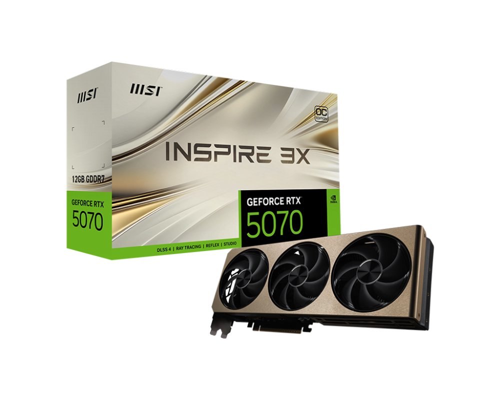 MSI GeForce RTX 5070 INSPIRE 3X OC | 12GB GDDR7 | DLSS 4 | Videokaart | Nvidia GPU 1 MSI GeForce RTX 5070 INSPIRE 3X OC | 12GB GDDR7 | DLSS 4 | Videokaart | Nvidia GPU