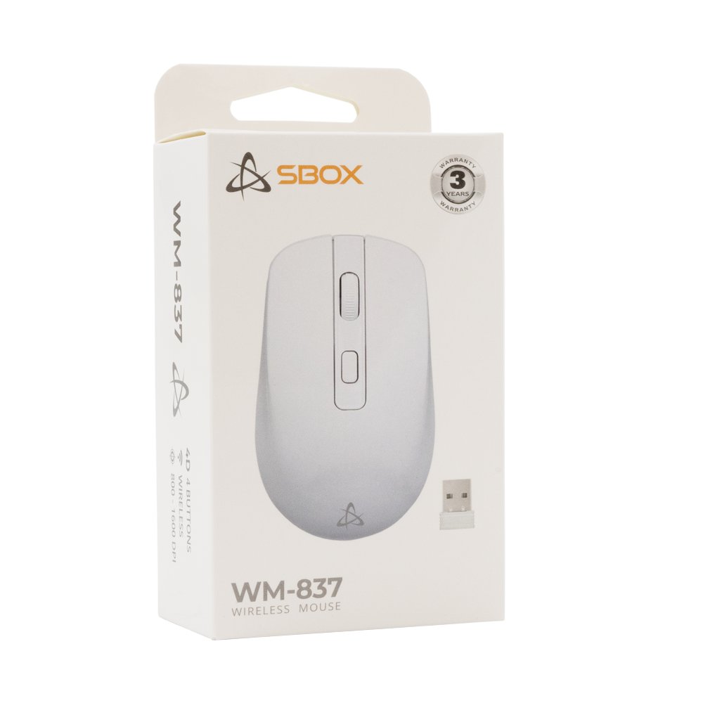 SBOX WM-837W | Draadloze Muis | Links- en Rechtshandig | RF | 1600 DPI | Wit 6 SBOX WM-837W | Draadloze Muis | Links- en Rechtshandig | RF | 1600 DPI | Wit - Afbeelding 6