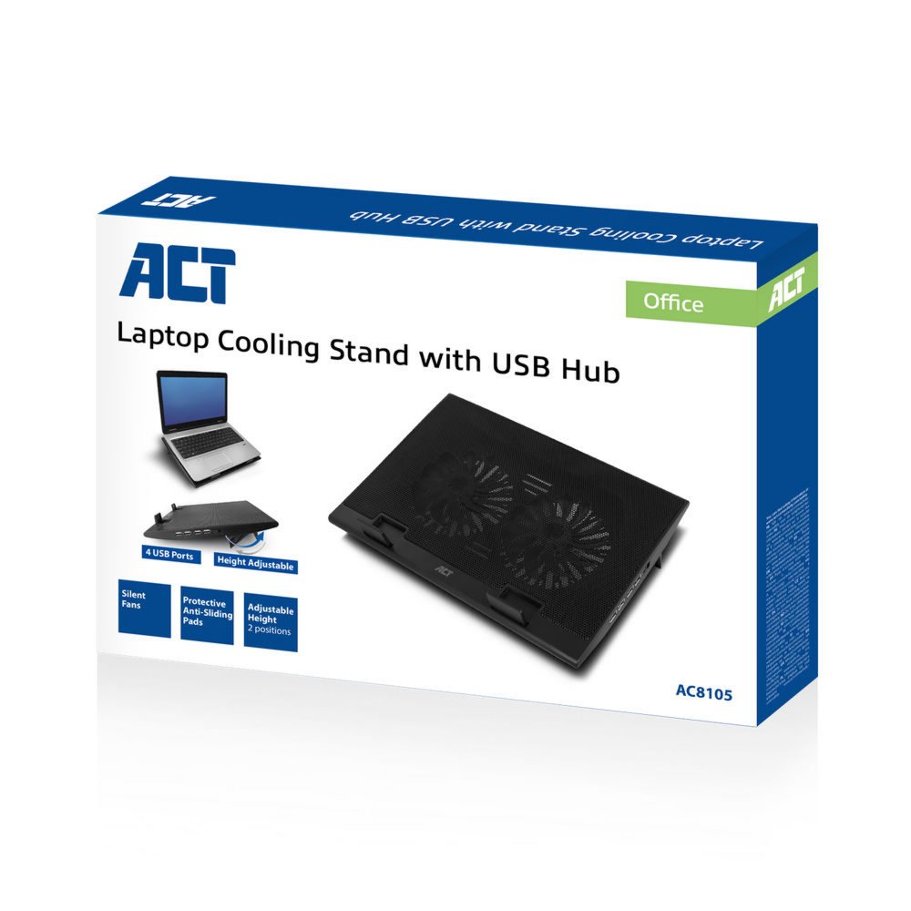 ACT AC8105 | Notebook Cooling Pad | 43,9 cm (17.3") | 2500 RPM | Zwart 4 ACT AC8105 | Notebook Cooling Pad | 43,9 cm (17.3") | 2500 RPM | Zwart - Afbeelding 4