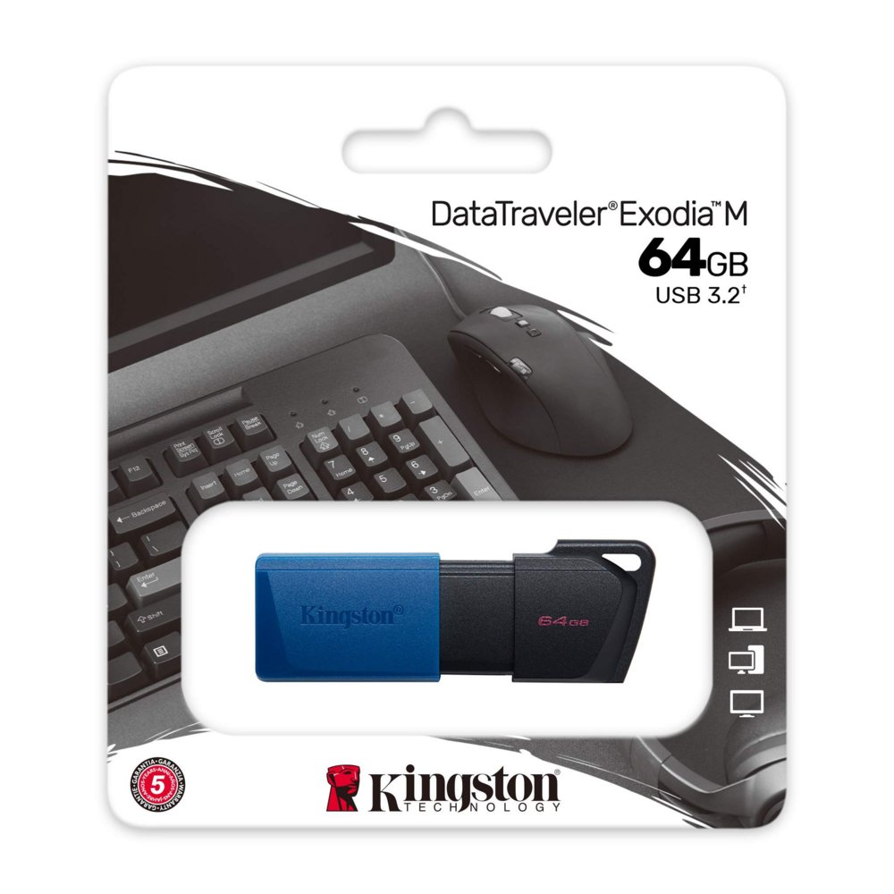 Kingston DataTraveler Exodia M | 64GB USB-A 3.2 Flash Drive | Zwart/Blauw 3 Kingston DataTraveler Exodia M | 64GB USB-A 3.2 Flash Drive | Zwart/Blauw - Afbeelding 3