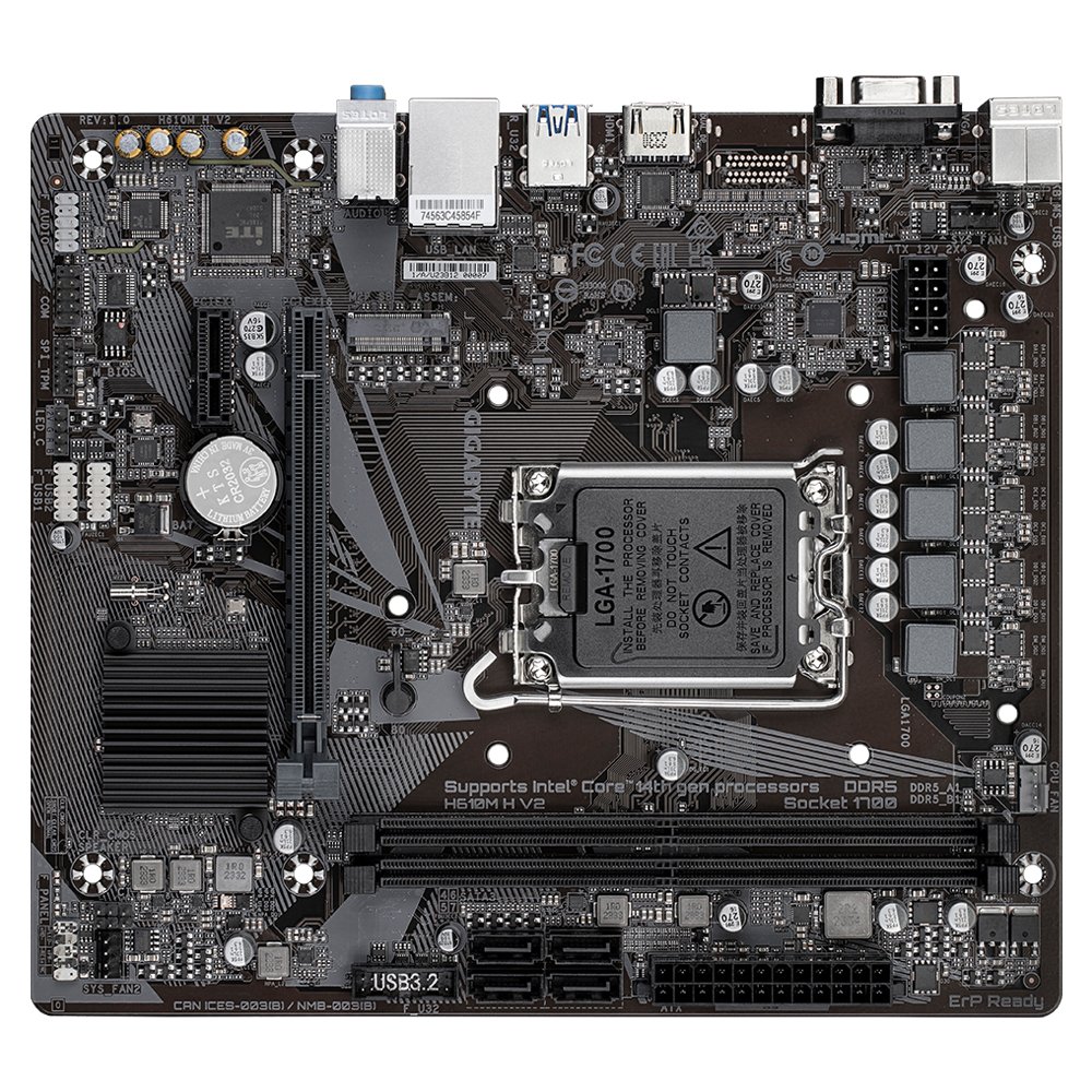 Gigabyte H610M H V2 | Socket LGA 1700 | Intel H610 | 2xDDR5 | Micro-ATX | Moederbord 4 Gigabyte H610M H V2 | Socket LGA 1700 | Intel H610 | 2xDDR5 | Micro-ATX | Moederbord - Afbeelding 4