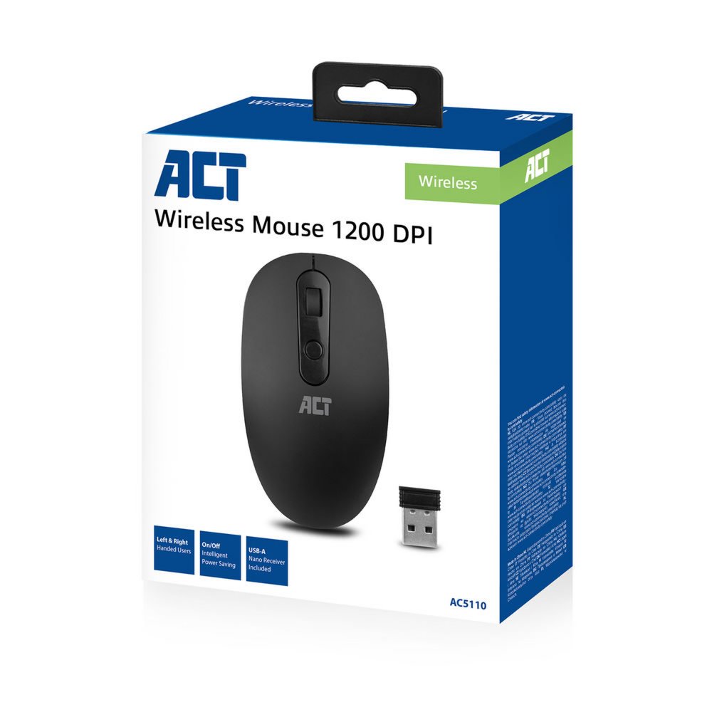 ACT AC5110 | Draadloze Muis | Links- en Rechtshandig | RF | 1200 DPI | Zwart 5 ACT AC5110 | Draadloze Muis | Links- en Rechtshandig | RF | 1200 DPI | Zwart - Afbeelding 5