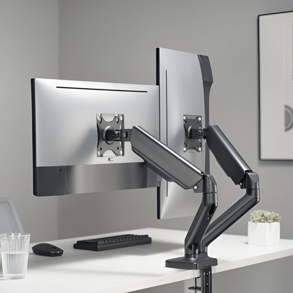 SBOX Flex LCD-S024-2 | Verstelbare Monitor-bureaubeugel | Tot 32" | Max 9kg | VESA 100x100 | 2 Monitoren 8 SBOX Flex LCD-S024-2 | Verstelbare Monitor-bureaubeugel | Tot 32" | Max 9kg | VESA 100x100 | 2 Monitoren - Afbeelding 8