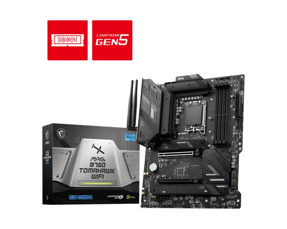 MSI MAG B760 TOMAHAWK WIFI | Socket LGA 1700 | Intel B760 | 4xDDR5 | ATX | Moederbord 2 MSI MAG B760 TOMAHAWK WIFI | Socket LGA 1700 | Intel B760 | 4xDDR5 | ATX | Moederbord - Afbeelding 2