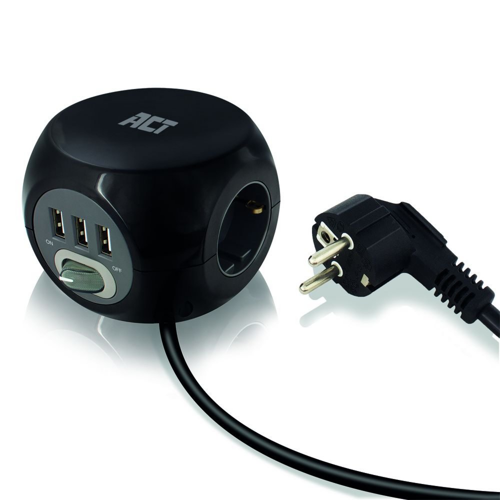 ACT AC2400 | Stekkerdoos | 3 Stopcontacten | Zwart 6 ACT AC2400 | Stekkerdoos | 3 Stopcontacten | Zwart - Afbeelding 6