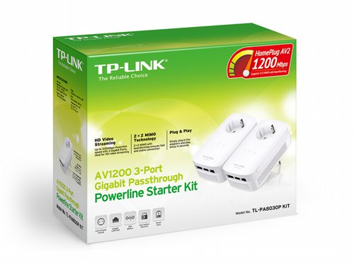 TP-Link TL-PA8030P KIT | Powerline Adapter Set | 1200 Mbps | 3x Gigabit Ethernet | Wit 2 TP-Link TL-PA8030P KIT | Powerline Adapter Set | 1200 Mbps | 3x Gigabit Ethernet | Wit - Afbeelding 2