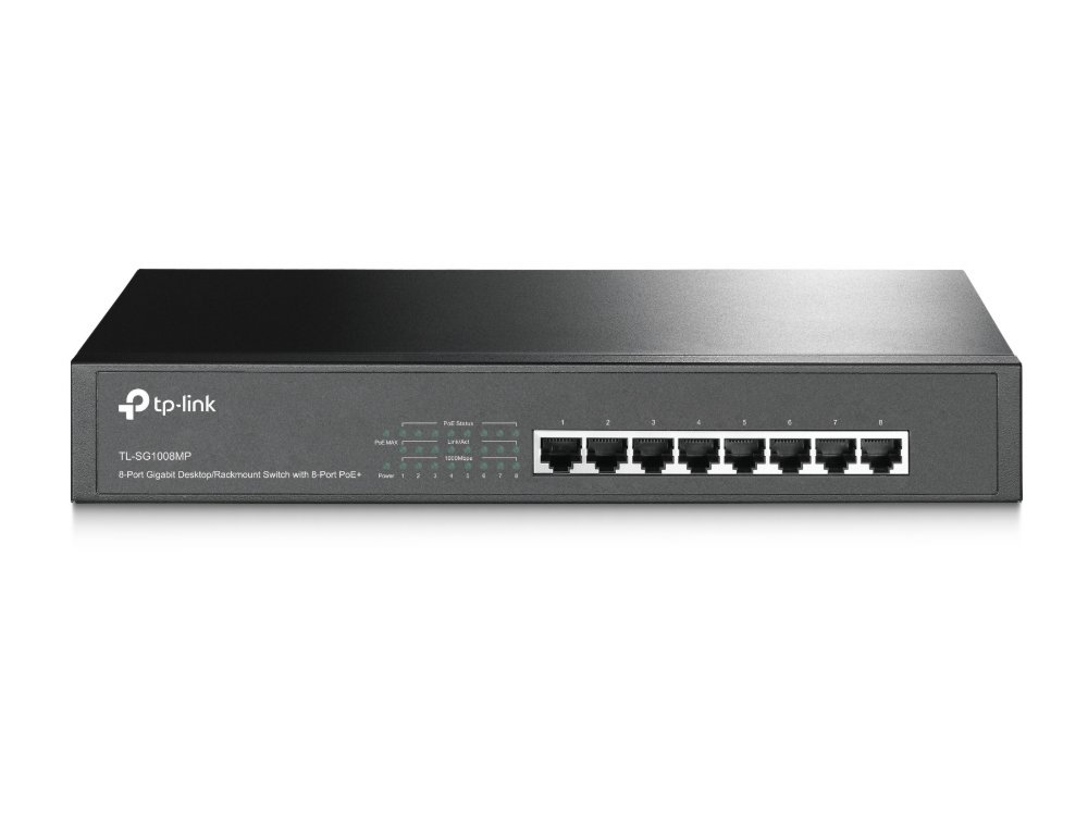 TP-Link TL-SG1008MP | Unmanaged Switch | 8 Poorten | Gigabit Ethernet (10/100/1000 Mbps) | PoE | Zwart 1 TP-Link TL-SG1008MP | Unmanaged Switch | 8 Poorten | Gigabit Ethernet (10/100/1000 Mbps) | PoE | Zwart
