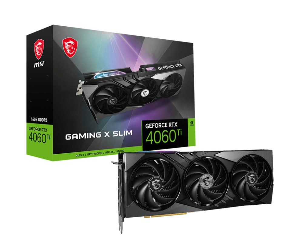 MSI GeForce RTX 4060 Ti GAMING X SLIM | 16GB GDDR6 VRAM | Videokaart | GPU | Nvidia 1 MSI GeForce RTX 4060 Ti GAMING X SLIM | 16GB GDDR6 VRAM | Videokaart | GPU | Nvidia