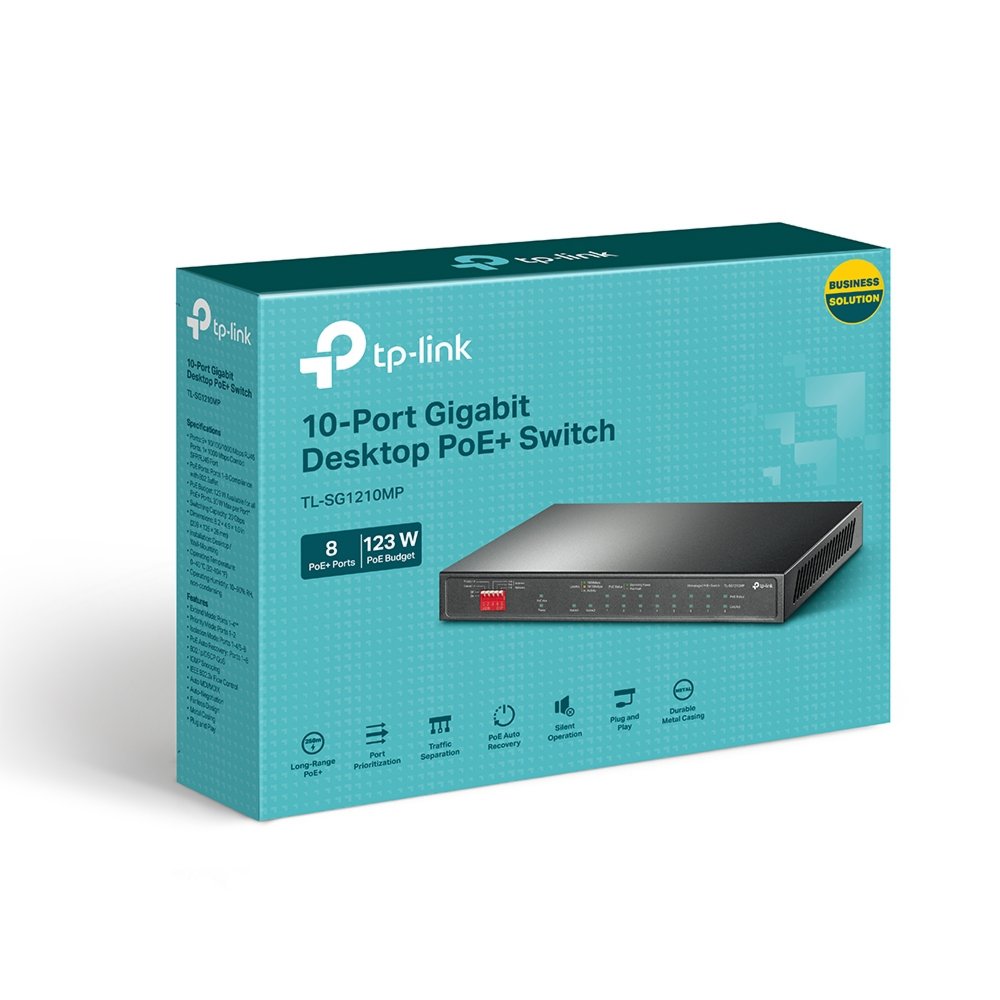 TP-Link TL-SG1210MP | Unmanaged Switch | 10 Poorten | Gigabit Ethernet (10/100/1000 Mbps) | 8x PoE+ | Desktop 5 TP-Link TL-SG1210MP | Unmanaged Switch | 10 Poorten | Gigabit Ethernet (10/100/1000 Mbps) | 8x PoE+ | Desktop - Afbeelding 5