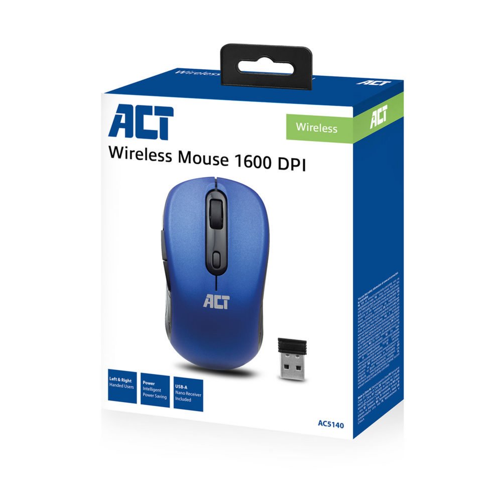 ACT AC5140 | Draadloze Muis | Links- en Rechtshandig | RF | 1600 DPI | Blauw/Zwart 3 ACT AC5140 | Draadloze Muis | Links- en Rechtshandig | RF | 1600 DPI | Blauw/Zwart - Afbeelding 3