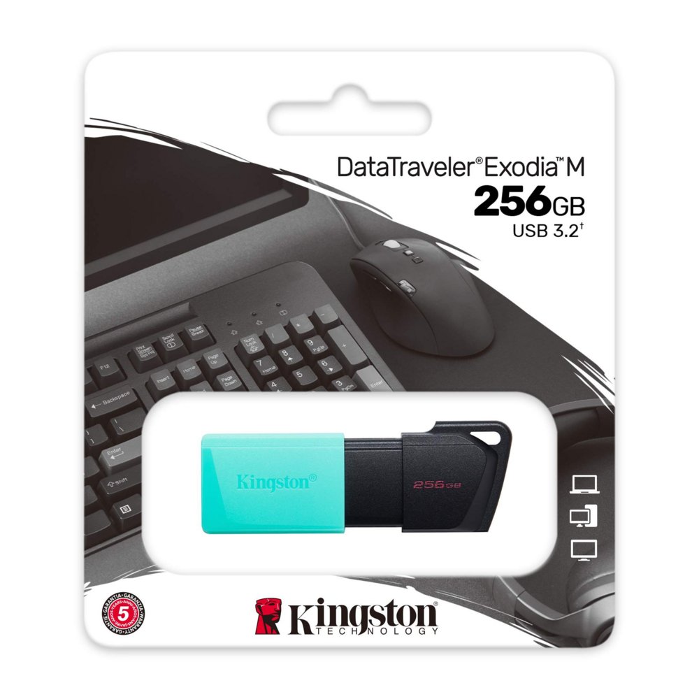 Kingston DataTraveler Exodia M | 256GB USB-A 3.2 Flash Drive | Zwart/Turkoois 4 Kingston DataTraveler Exodia M | 256GB USB-A 3.2 Flash Drive | Zwart/Turkoois - Afbeelding 4