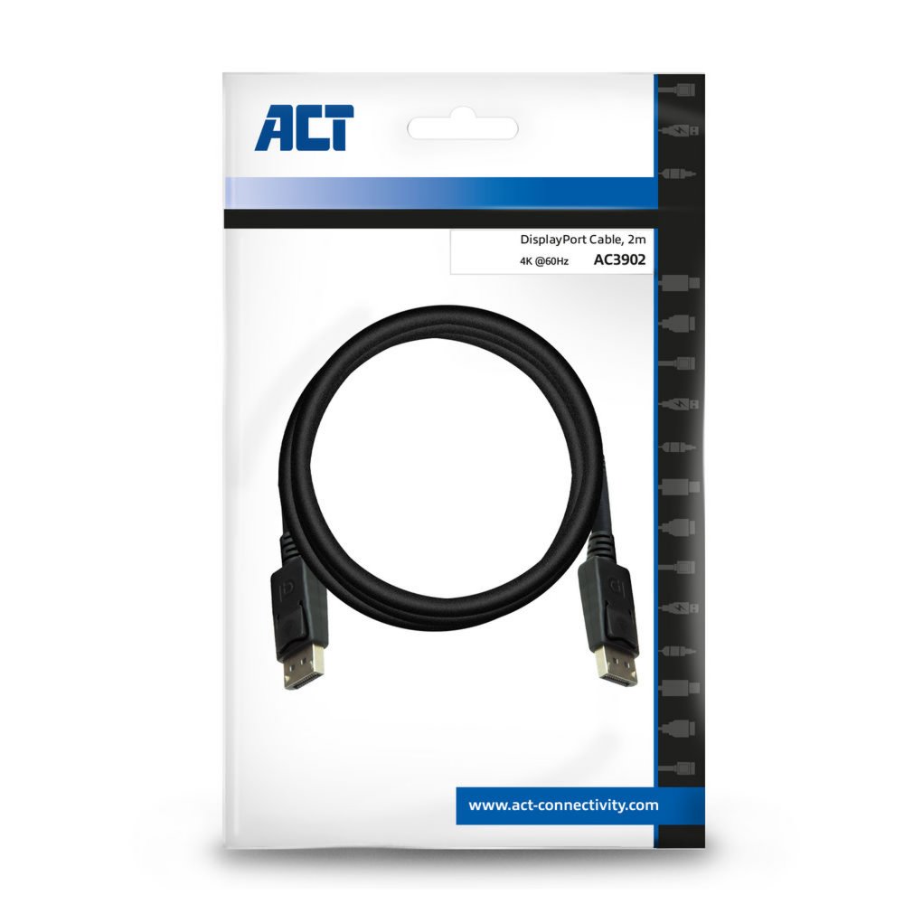ACT AC3902 | DisplayPort Kabel | 2,0m | Zwart 3 ACT AC3902 | DisplayPort Kabel | 2,0m | Zwart - Afbeelding 3