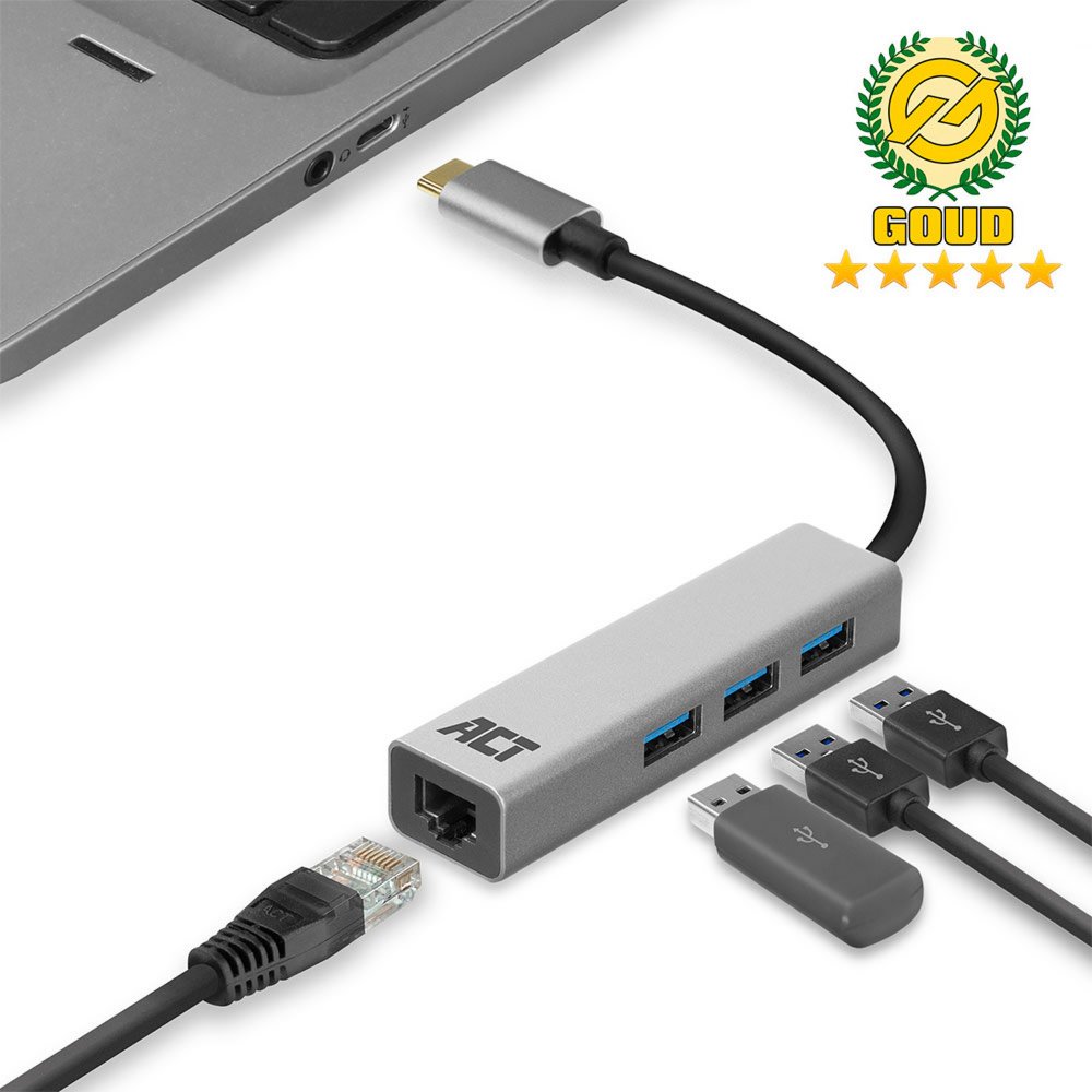 ACT AC7055 | 3-Poorts USB-C 3.2 (USB 3.0) Hub | Gigabit Ethernet Poort 2 ACT AC7055 | 3-Poorts USB-C 3.2 (USB 3.0) Hub | Gigabit Ethernet Poort - Afbeelding 2