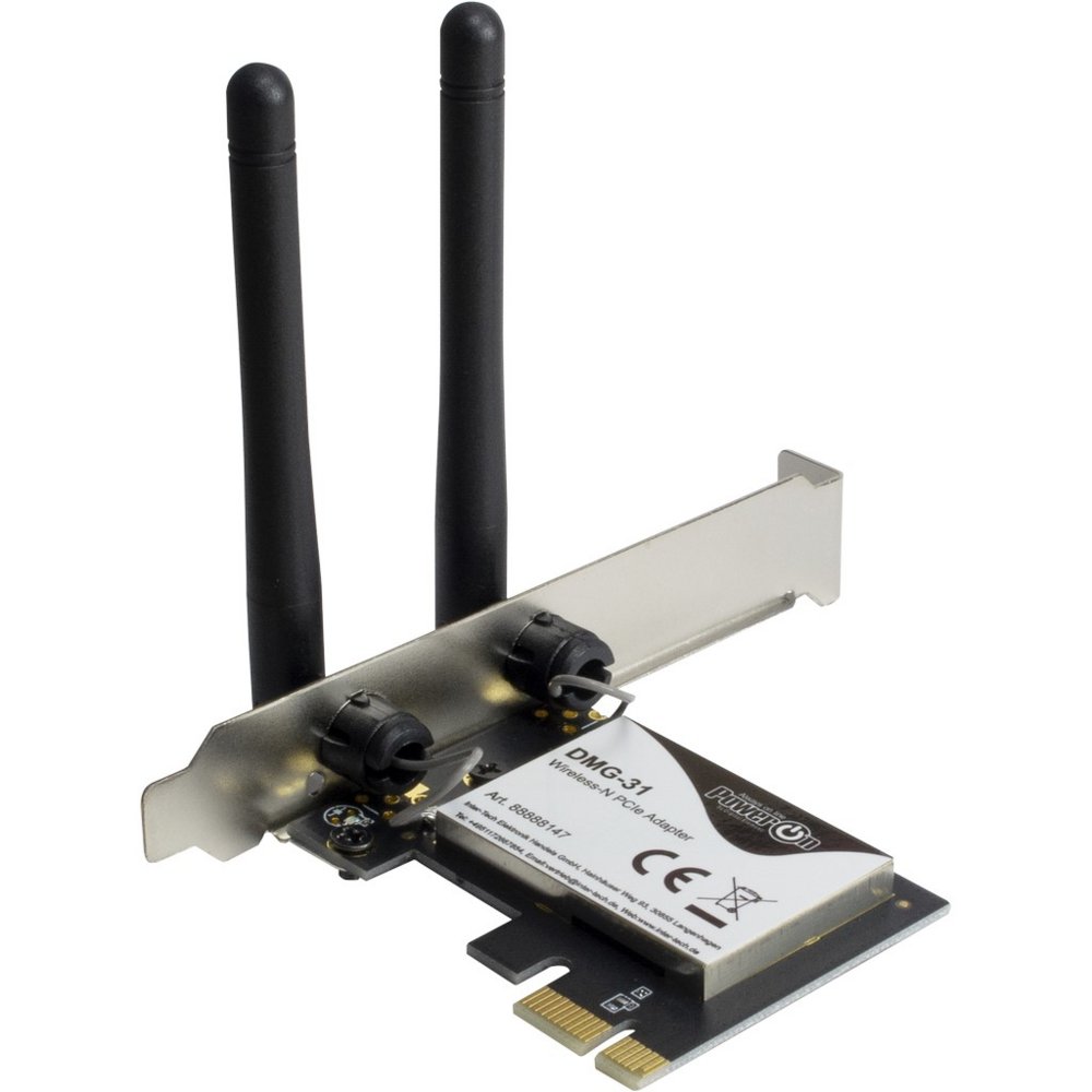 Inter-Tech DMG-31 | Interne WLAN-adapter | PCIe x1 | Wi-Fi 4 (802.11n) | 300 Mbps | 2x 3dBi antennes 4 Inter-Tech DMG-31 | Interne WLAN-adapter | PCIe x1 | Wi-Fi 4 (802.11n) | 300 Mbps | 2x 3dBi antennes - Afbeelding 4