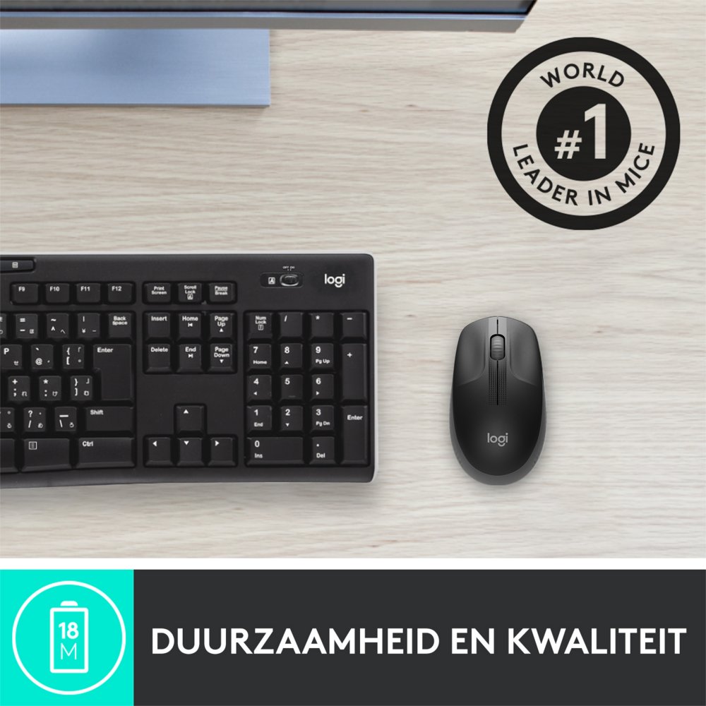 Logitech M190 | Draadloze Muis | Links- en Rechtshandig | RF | 1000 DPI | Zwart 8 Logitech M190 | Draadloze Muis | Links- en Rechtshandig | RF | 1000 DPI | Zwart - Afbeelding 8