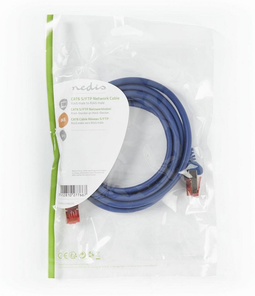 Nedis netwerkkabel | Cat6 | S/FTP (S-STP) | 2 m | Blauw | CCGP85221BU20 2 Nedis netwerkkabel | Cat6 | S/FTP (S-STP) | 2 m | Blauw | CCGP85221BU20 - Afbeelding 2
