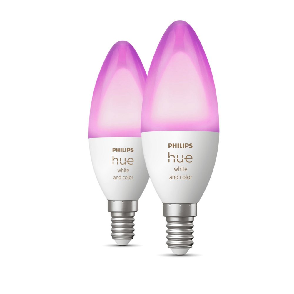 Philips Hue White & Color Ambiance E14 Kaarslamp (2 Stuks) | Losse Lampen | Dimbaar | Compatibel met Philips Hue Bridge 1 Philips Hue White & Color Ambiance E14 Kaarslamp (2 Stuks) | Losse Lampen | Dimbaar | Compatibel met Philips Hue Bridge