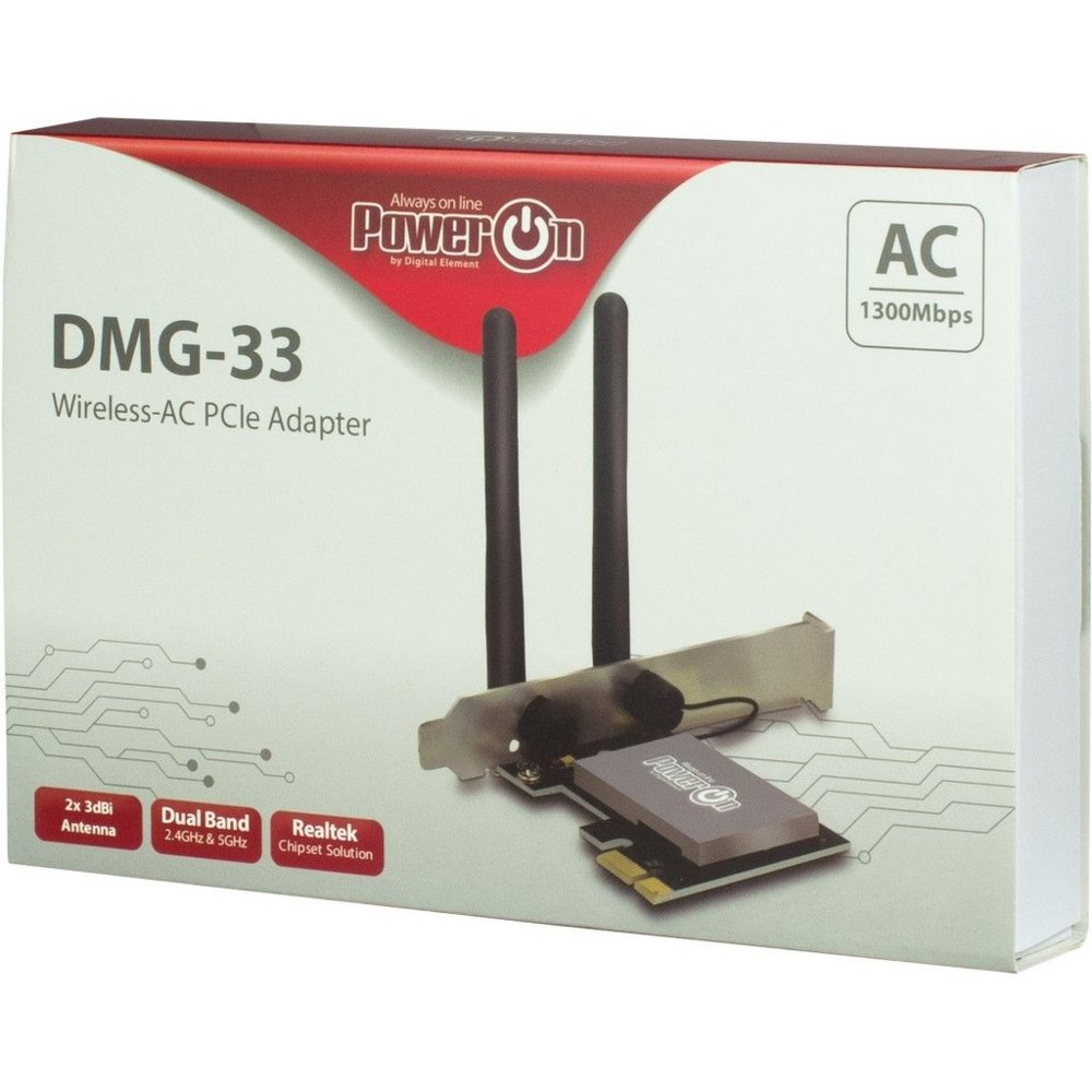 Inter-Tech DMG-33 | Wi-Fi 5 PCIe Adapter | Dual-band (2,4 GHz / 5 GHz) | 1300 Mbps | PCIe x1 3 Inter-Tech DMG-33 | Wi-Fi 5 PCIe Adapter | Dual-band (2,4 GHz / 5 GHz) | 1300 Mbps | PCIe x1 - Afbeelding 3