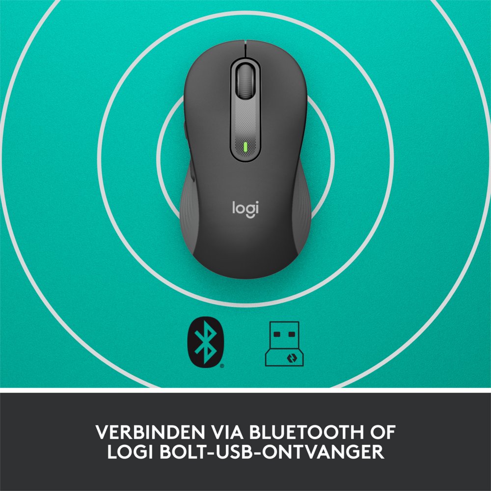 Logitech Signature M650 | Draadloze Muis | RF-Draadloos + Bluetooth | 1000 DPI | Grafiet 10 Logitech Signature M650 | Draadloze Muis | RF-Draadloos + Bluetooth | 1000 DPI | Grafiet - Afbeelding 10