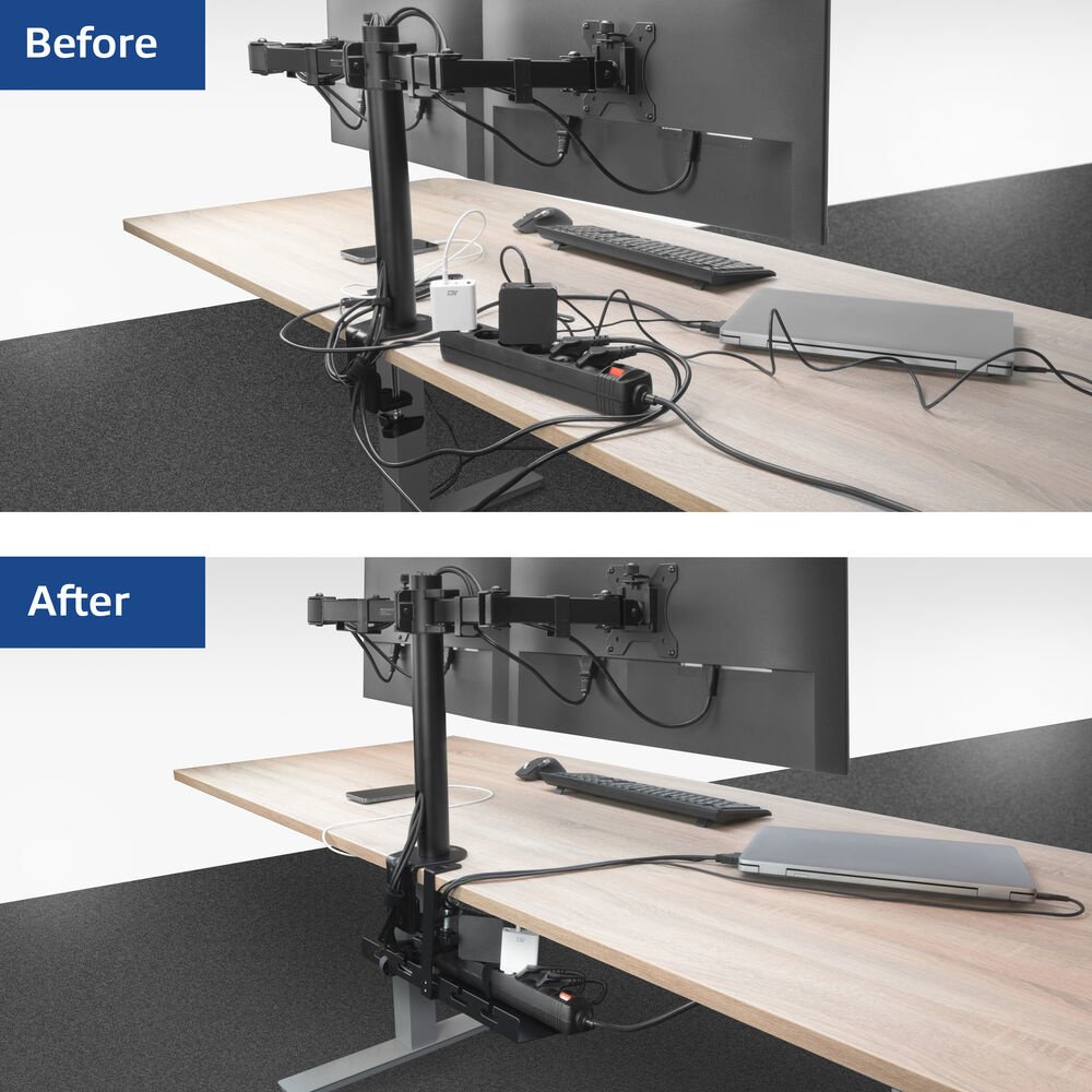 ACT Kabelgoot voor onder bureau | Klemsysteem | 40 cm | Zonder boren | Staal | Zwart 5 ACT Kabelgoot voor onder bureau | Klemsysteem | 40 cm | Zonder boren | Staal | Zwart - Afbeelding 5