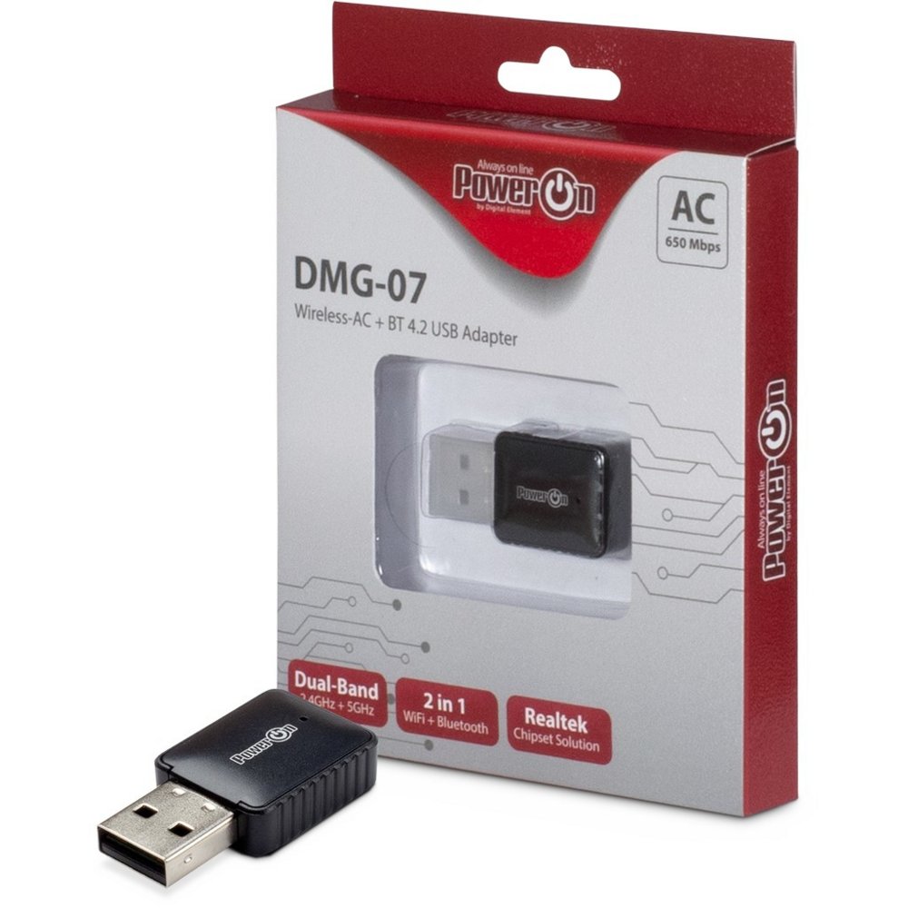 Inter-Tech DMG-07 | Wi-Fi 5 & Bluetooth 4.2 USB Adapter | 650 Mbps | Dual-band (2,4 GHz / 5 GHz) | Zwart 1 Inter-Tech DMG-07 | Wi-Fi 5 & Bluetooth 4.2 USB Adapter | 650 Mbps | Dual-band (2