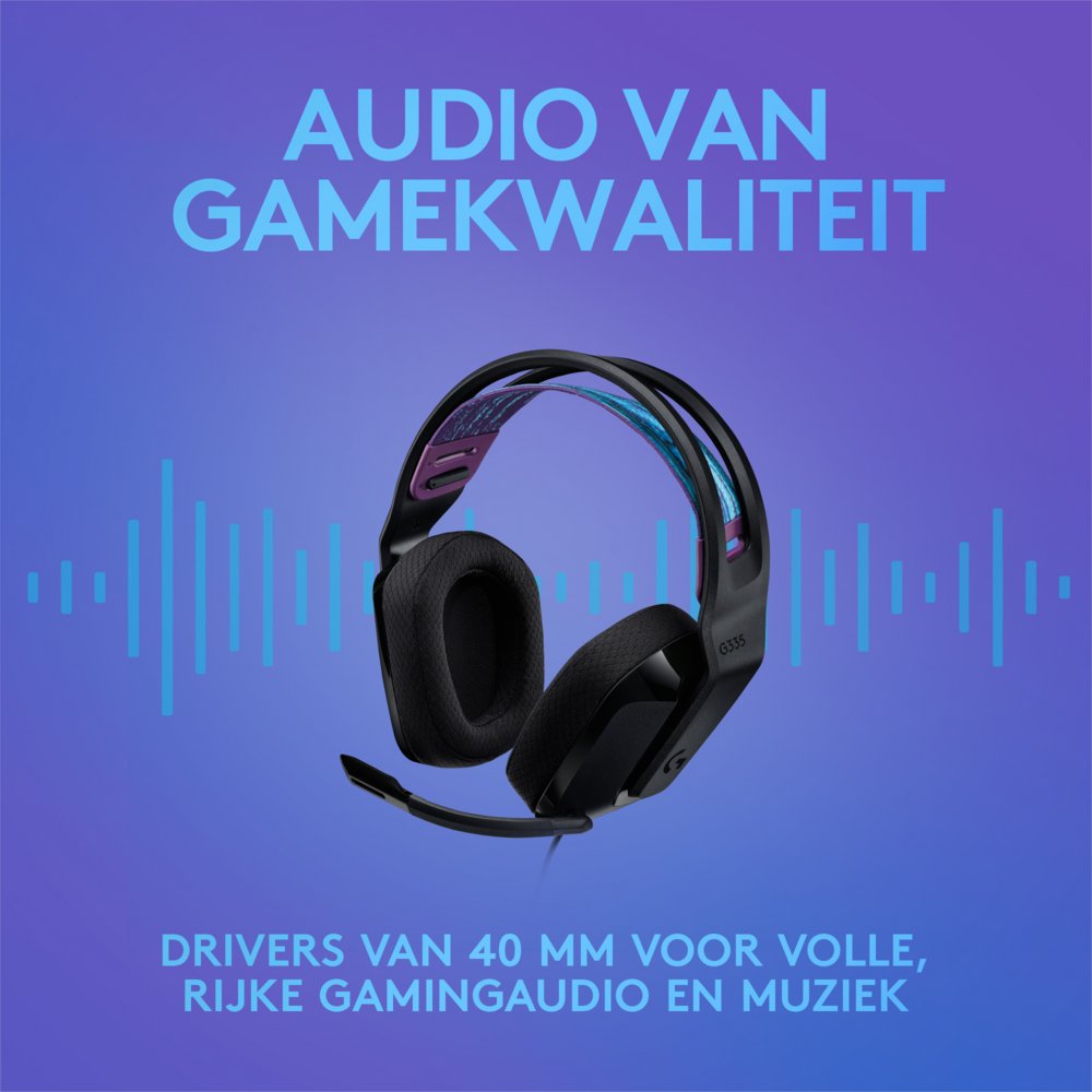 Logitech G335 | On-Ear Gaming Headset 3,5mm Connector | Zwart 13 Logitech G335 | On-Ear Gaming Headset 3,5mm Connector | Zwart - Afbeelding 13