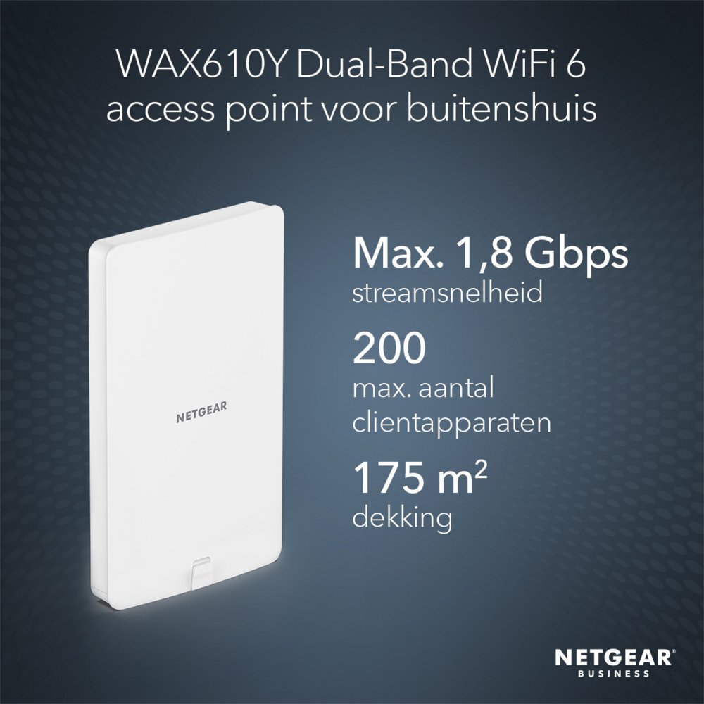 NETGEAR Insight Cloud AX1800 (WAX610Y) | WiFi 6 Outdoor Access Point | 1800 Mbit/s | PoE+ | Inclusief Montagebeugel 5 NETGEAR Insight Cloud AX1800 (WAX610Y) | WiFi 6 Outdoor Access Point | 1800 Mbit/s | PoE+ | Inclusief Montagebeugel - Afbeelding 5