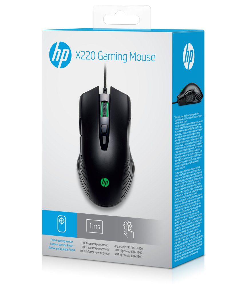 HP X220 | Bedrade Gaming Muis | Links- en Rechtshandig | USB-A | 3600 DPI | Zwart 7 HP X220 | Bedrade Gaming Muis | Links- en Rechtshandig | USB-A | 3600 DPI | Zwart - Afbeelding 7