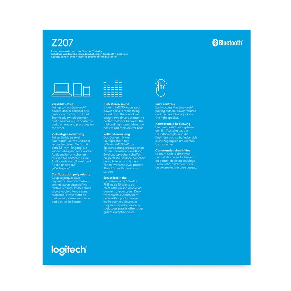 Logitech Z207 | 2.0 Bluetooth Luidsprekerset | 5W RMS | Draadloze Overgang | Zwart 10 Logitech Z207 | 2.0 Bluetooth Luidsprekerset | 5W RMS | Draadloze Overgang | Zwart - Afbeelding 10