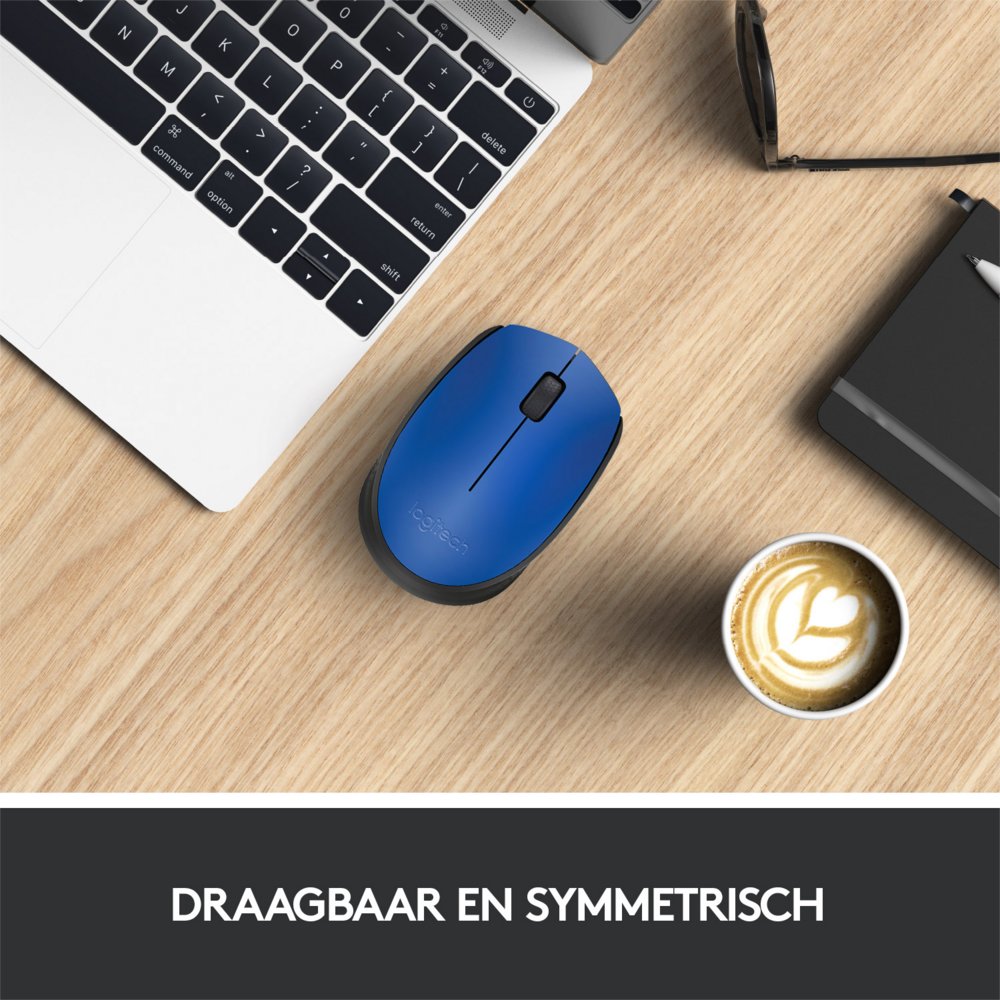 Logitech M171 | Draadloze Muis | Links- en Rechtshandig | RF | 1000 DPI | Zwart/Blauw 4 Logitech M171 | Draadloze Muis | Links- en Rechtshandig | RF | 1000 DPI | Zwart/Blauw - Afbeelding 4