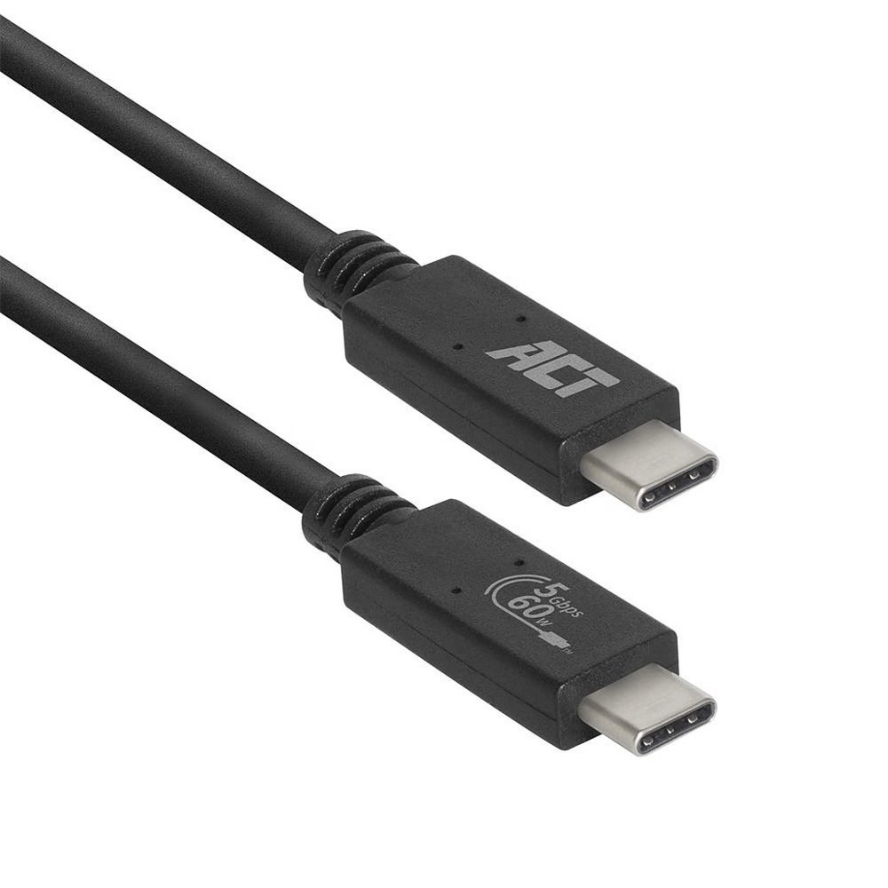 ACT AC7402 | USB 3.2 Gen 1 Kabel | USB-C naar USB-C | 2m | Zwart 1 ACT AC7402 | USB 3.2 Gen 1 Kabel | USB-C naar USB-C | 2m | Zwart