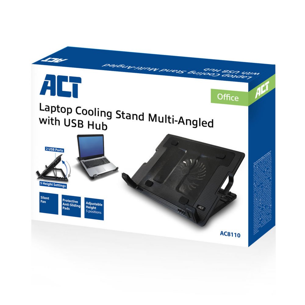 ACT AC8110 | Notebook Cooling Pad | 43,9 cm (17.3") | 1000 RPM | Zwart 4 ACT AC8110 | Notebook Cooling Pad | 43,9 cm (17.3") | 1000 RPM | Zwart - Afbeelding 4