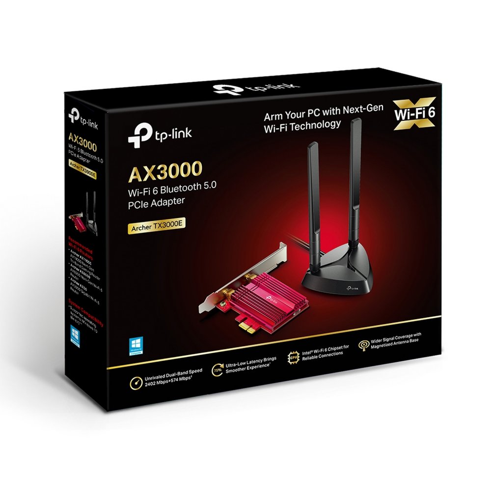 TP-Link Archer TX3000E | Wi-Fi 6 PCIe Adapter | 2402 Mbps (5 GHz) + 574 Mbps (2,4 GHz) | Bluetooth 5.0 | PCIe x1 3 TP-Link Archer TX3000E | Wi-Fi 6 PCIe Adapter | 2402 Mbps (5 GHz) + 574 Mbps (2,4 GHz) | Bluetooth 5.0 | PCIe x1 - Afbeelding 3