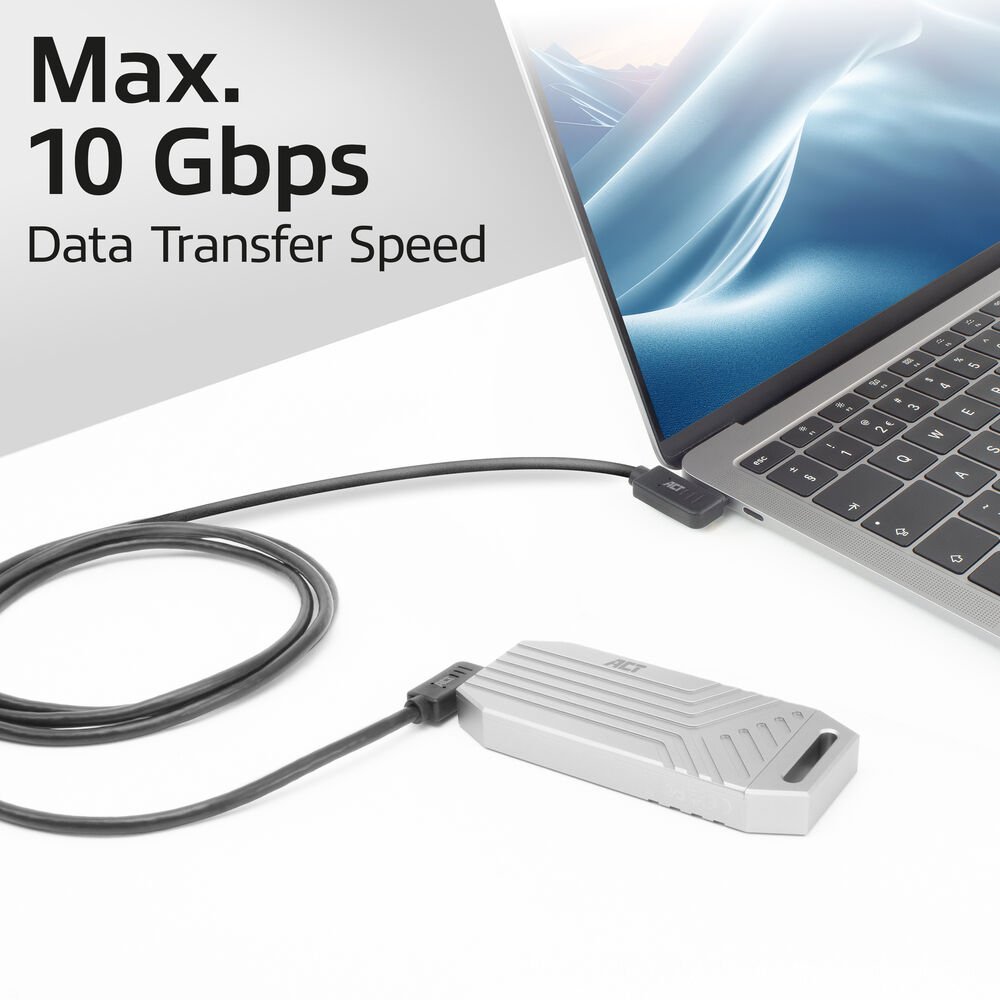 ACT AC7487 | USB 3.2 Gen 2 Kabel | USB-C (haaks links/rechts) naar USB-C (haaks links/rechts) | 60W | 10Gbps | 1m | Zwart 5 ACT AC7487 | USB 3.2 Gen 2 Kabel | USB-C (haaks links/rechts) naar USB-C (haaks links/rechts) | 60W | 10Gbps | 1m | Zwart - Afbeelding 5